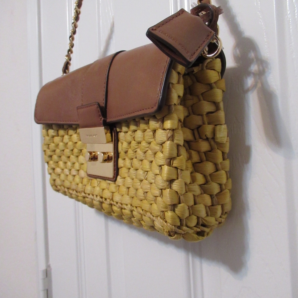 Michael Kors GABRIELLA STRAW  LEATHER SATCHEL BFPM-09-197 - Picture 5 of 6